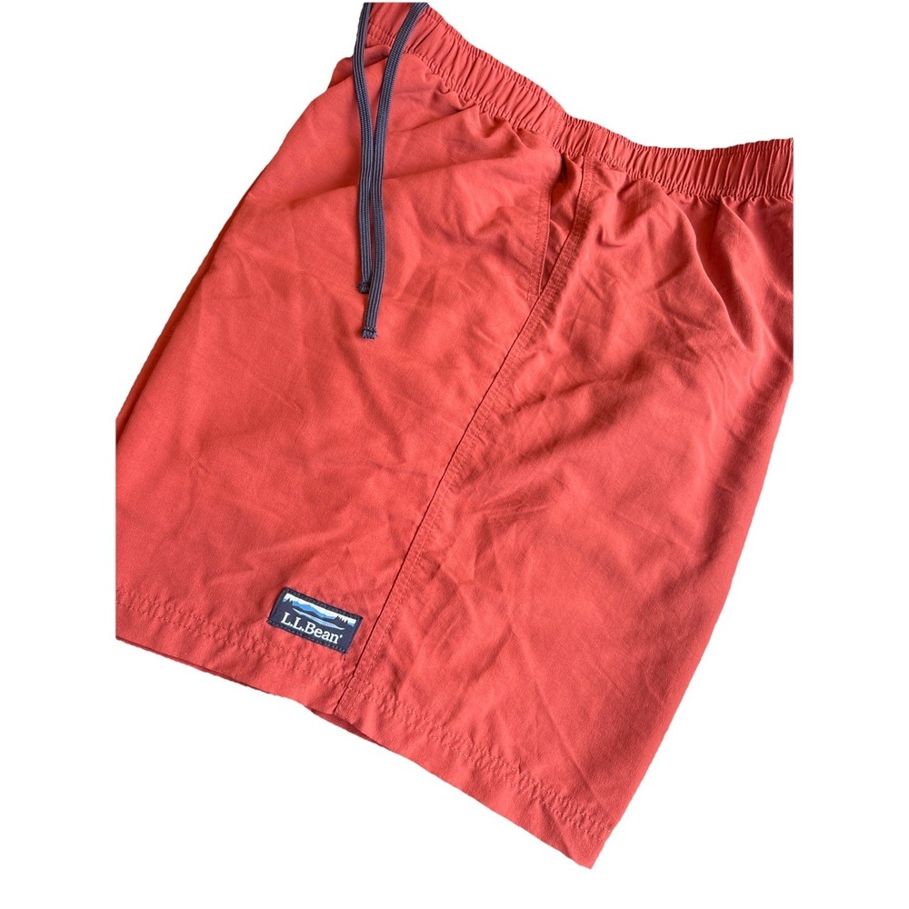 LL Bean Classic Supplex Sport Swim Shorts Lined Nylon Salmon Men's LARGE
